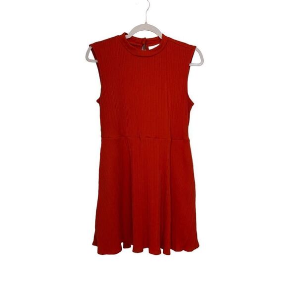 New York & Co. Ribbed Red Fit & Flare Dress | Size L - Picture 1 of 3
